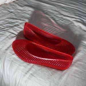 wild fable Red Jelly Lattice Ballet Flats